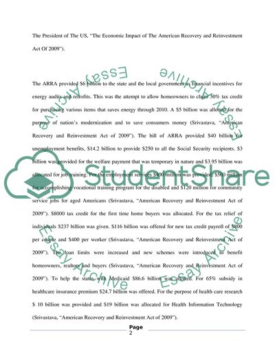 The American Recovery and Reinvestment Act Will Stabilize the Economy of the United States