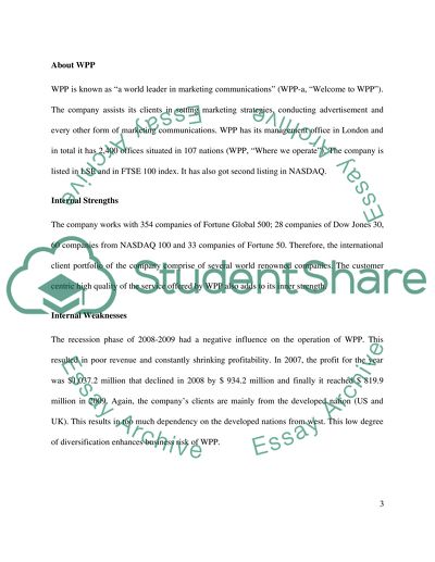 Strengths and Weaknesses of WPP