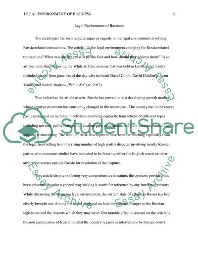 legal environment of business essay example topics and well extract of sample legal environment of business