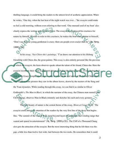 Theme of Nature and Inter-personal Elements in Tan Yuan-Chuns Essays