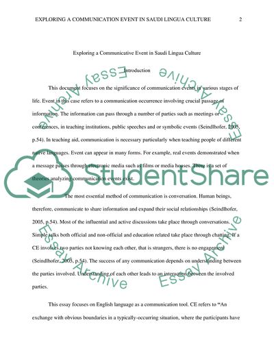 Exploring A Communication Event In Saudi Lingua Culture