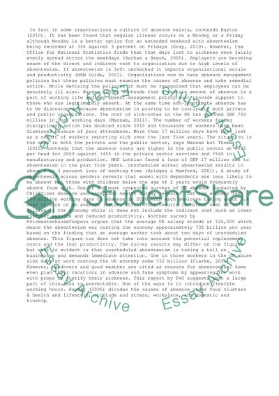 HRM and absence Management