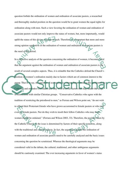 Ordination of Women and Ordination of Associate Pastors