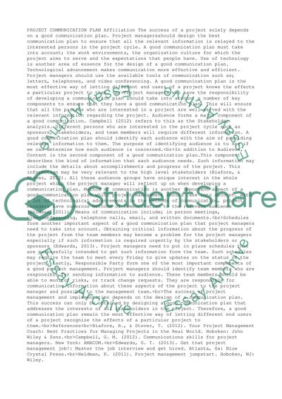 Project Communication Plan