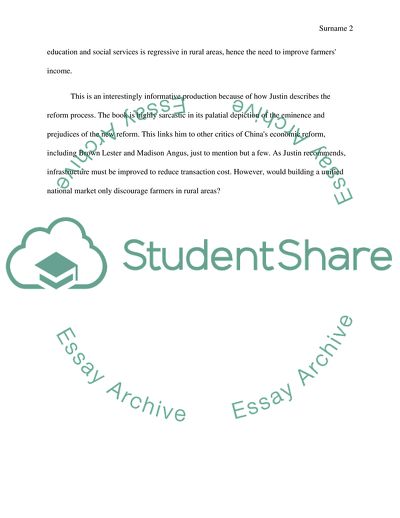 Rural Reform In China