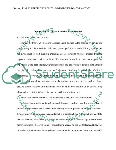 Culture, End of Life, and Evidence-Based Practice