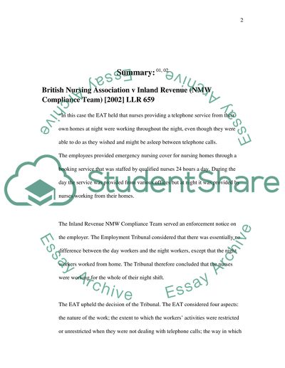 Employment Law: British Nursing Association v Inland Revenue Case