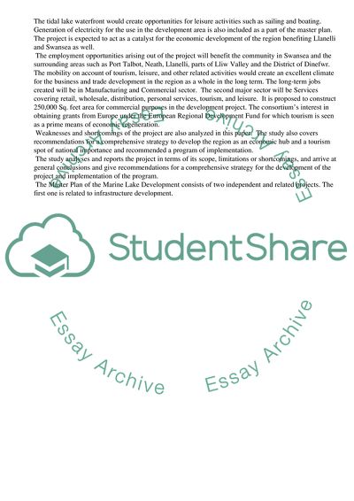 The Economic Impact of the Loughor Marine Lake Development