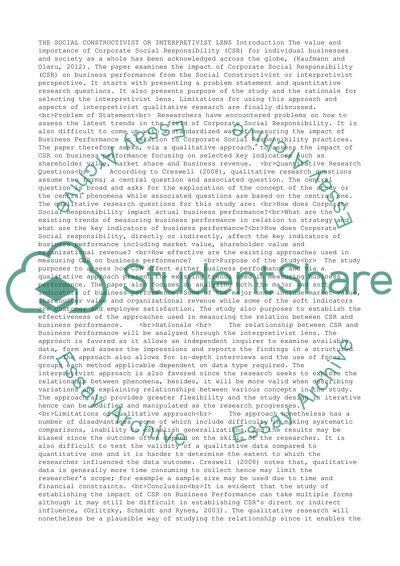 The Social Constructivist or Interpretivist Lens