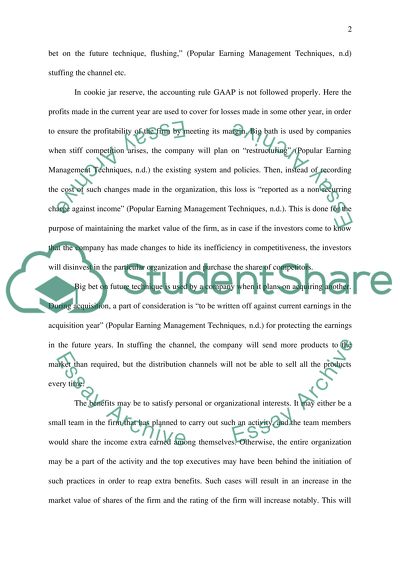 Extreme Earnings Management Techniques