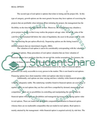 The Valuation of Real Option in the Corporate Finance