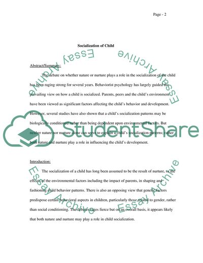 Socialization of Child