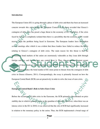 European Central Banks Role to Solve Euro Crisis