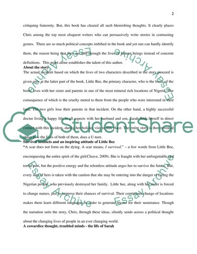 Book report on little bee by chris cleave