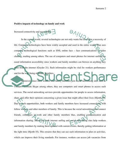 The impact of new technology on family and work