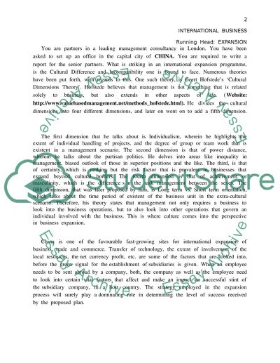 Global Expansion of an International Business