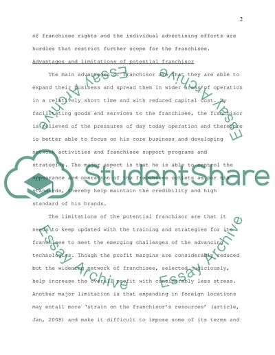 Advantages and Limitations of Potential Franchisees