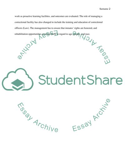 Changes in the Correctional Facilities