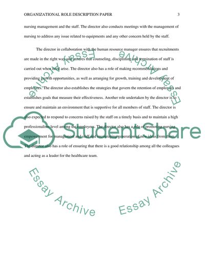 Organizational Role Description Paper