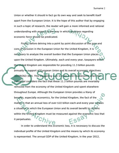 The United Kingdom and the European Union: Symbiosis or Mutual Need