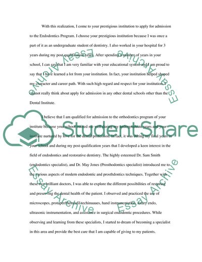Personal Statement for Dental Institute