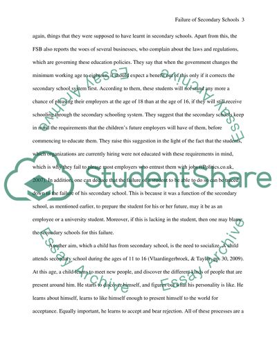 Failure of Secondary Schools