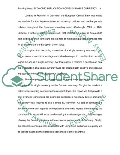 Single Currency on German Economy