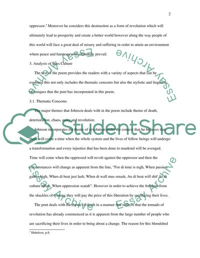 Analysis of the Poem Bass Culture by Linton Kwesi Johnson