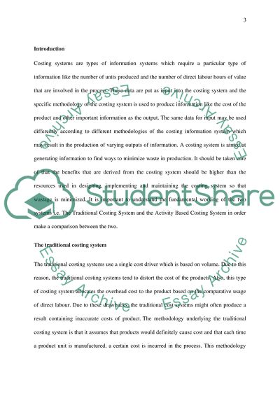 The Activity Based Costing System