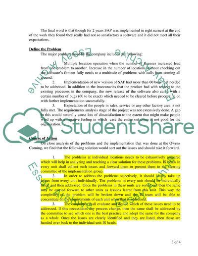 Analysis of Owens Corning Case