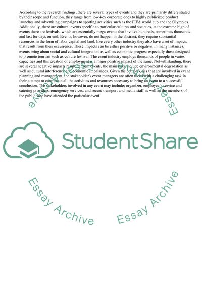 Events Impact and Events Stakeholder Management