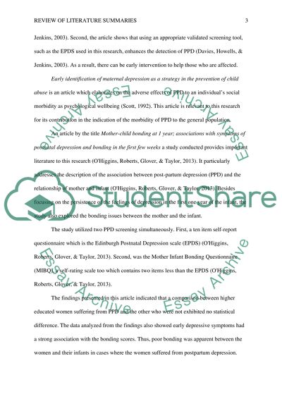 Issues and Innovations in Nursing Practice: Early Detection and Treatment of Postnatal Depression