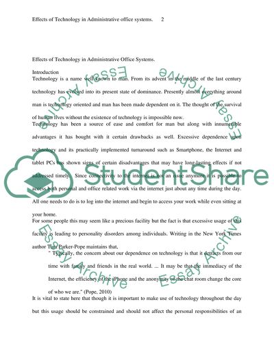 Effects of technology essay