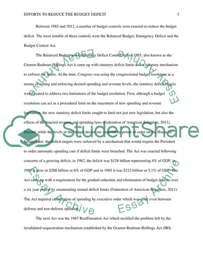 Efforts to Reduce the Budget Deficit