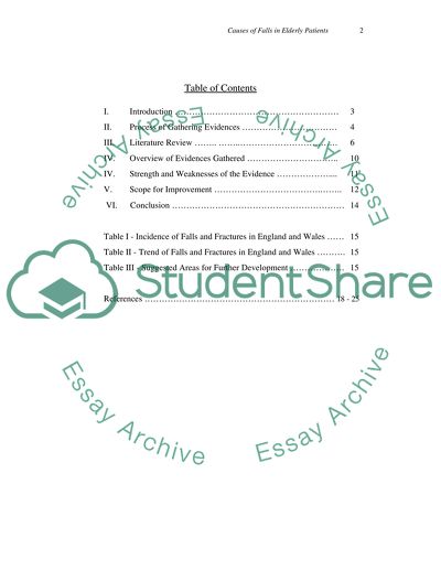 Literature Review Topic-Causes of Falls In Elderly Patients