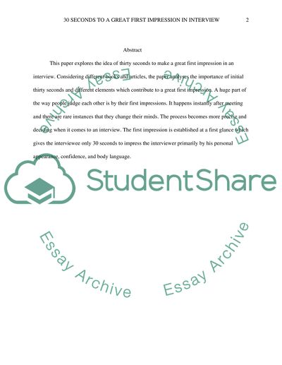 30 Seconds to Make a Great First Impression in an Interview