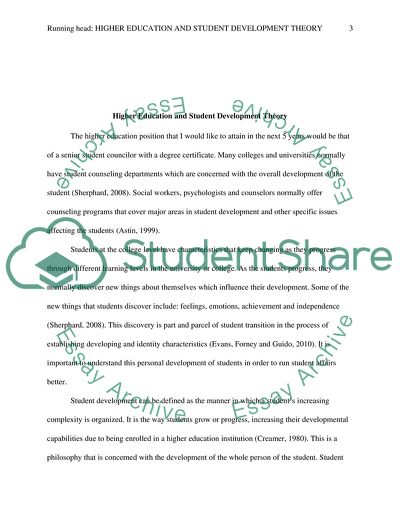 Higher Education and Student Development Theory