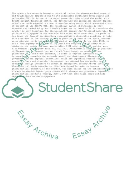 Pest Analysis of Pharmaceutical Industry in Singapore