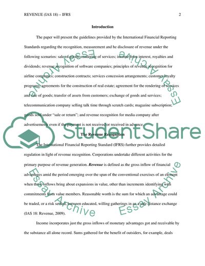 Revenue Recognition according to International Financial Reporting Standards