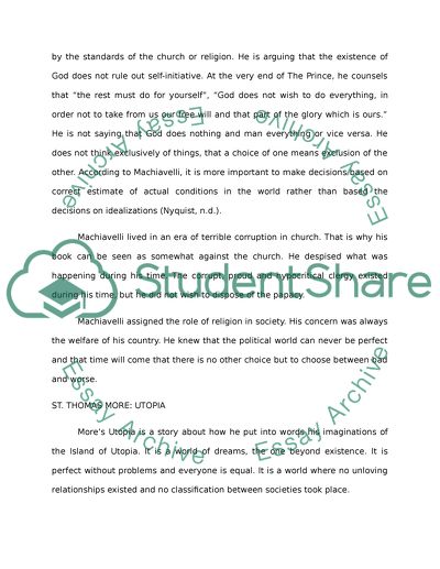Machiavelli: The Prince and St. Thomas More: Utopia