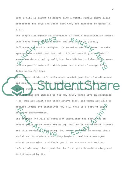 Housa women in Western African society