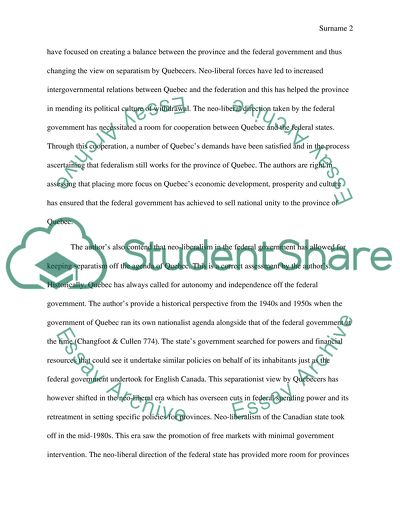 Why Is Quebec Separatism off the Agenda