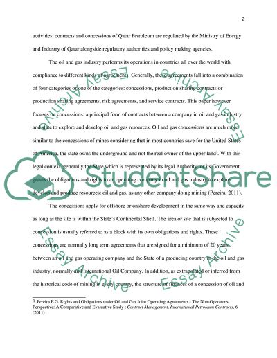 Concession Contracts in Oil and Gas Industry