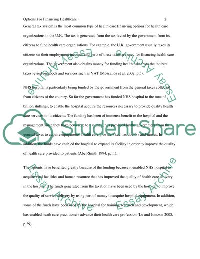 Options for Financing Healthcare