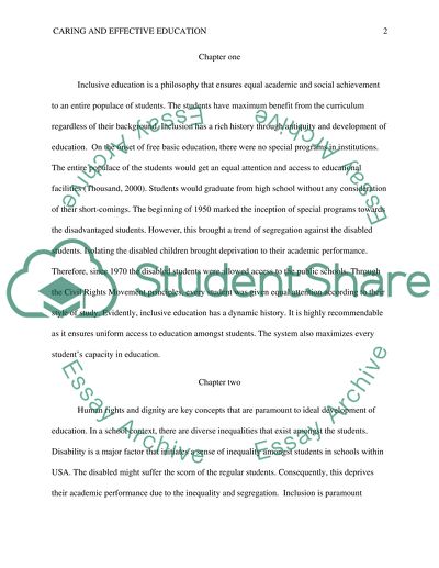 Inclusive Education: Caring and Effective Education