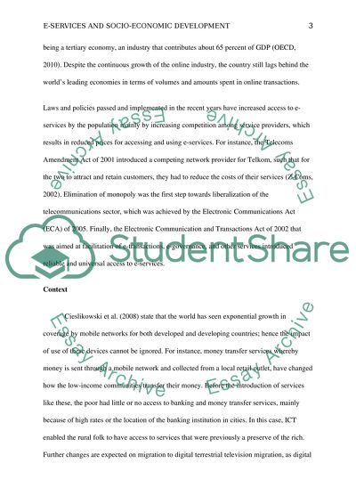 E-Services on Socio-Economic Development in South Africa