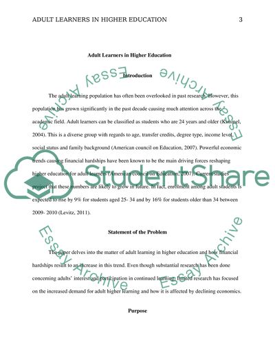 Adult Learners in Higher Education