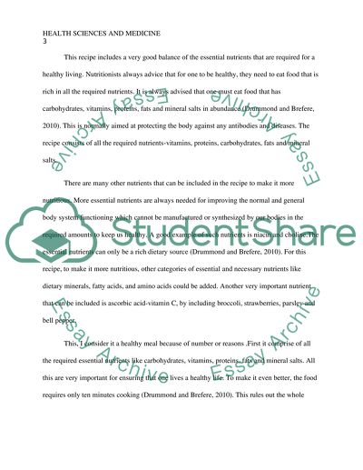 Breakdown of nutritional main dish (recipe provided w/all nutrition facts)