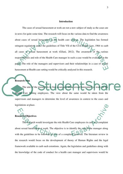 Management of Sexual Harassment in the Health Care Setting