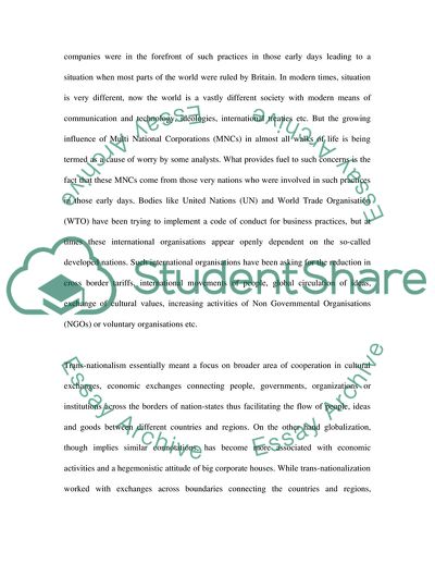 Critique of Globalization and Trans-Nationalism